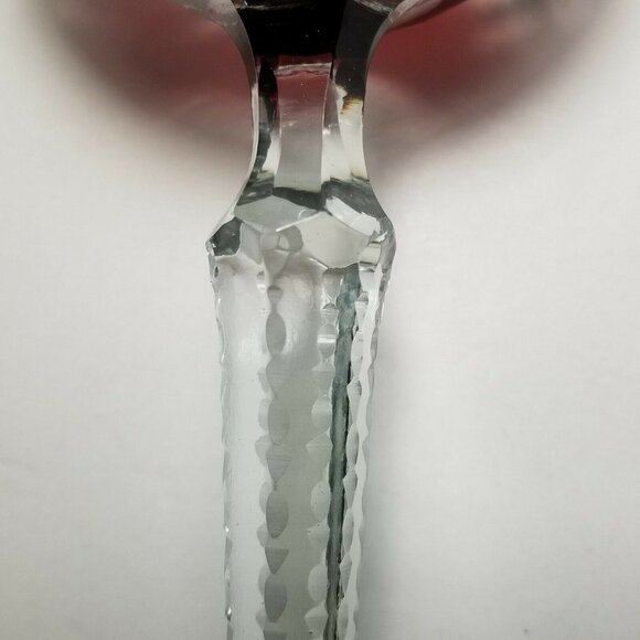 Lot of 2 Bavarian ruby red and clear cut glass wine goblets stemmed glasses 8.5" - Picture 8 of 10